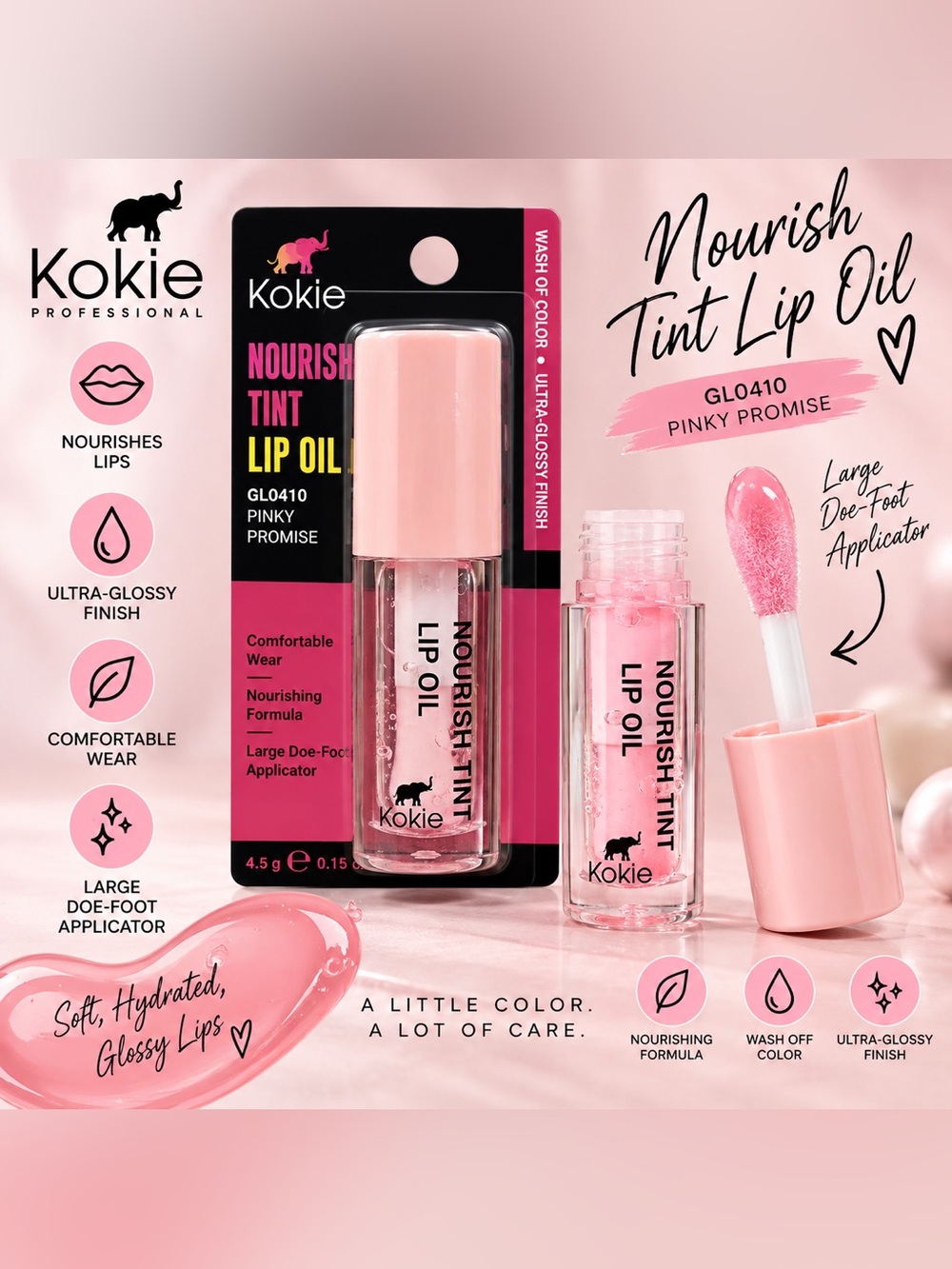 Kokie Nourish-Tint Lip Oil – Pinky Promise